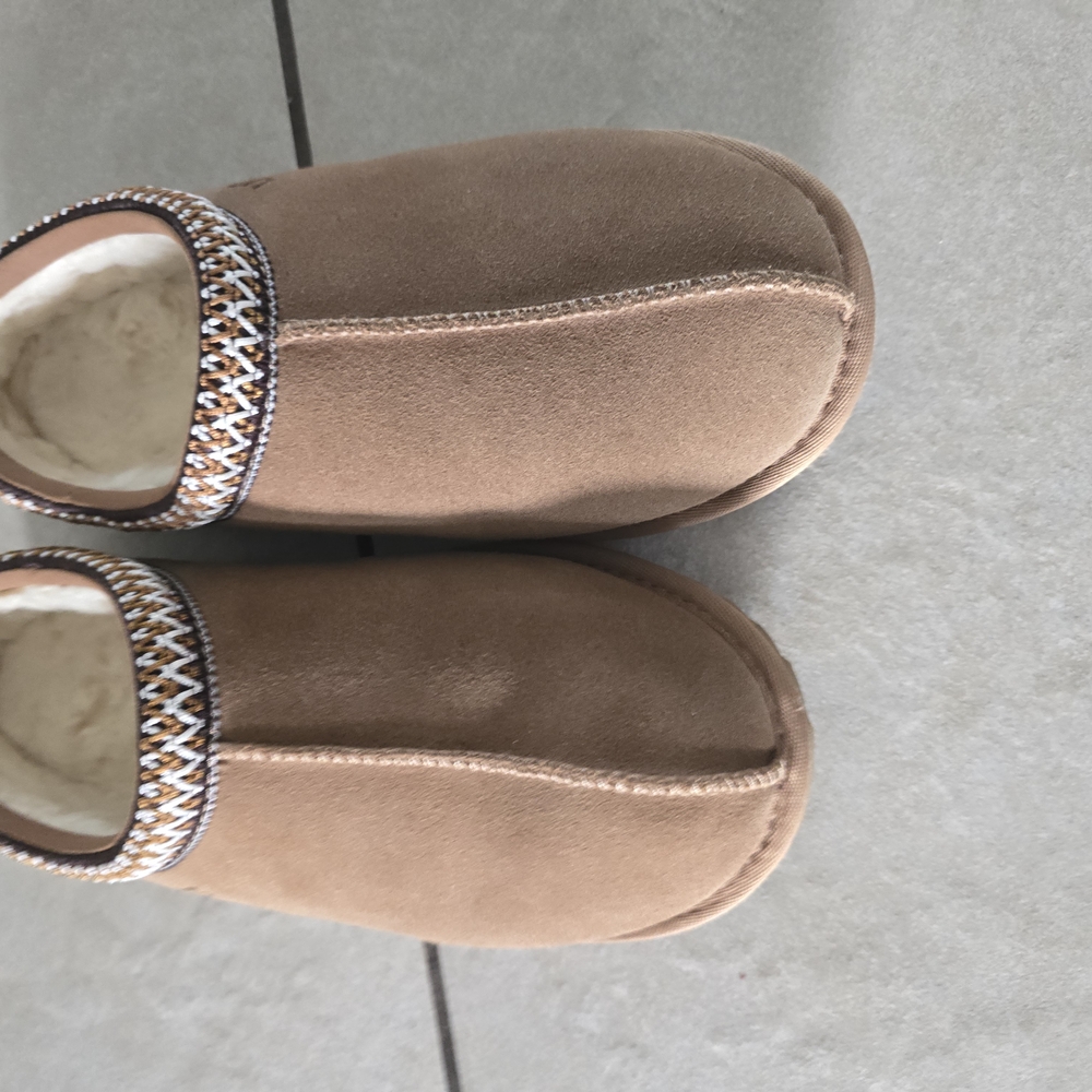 UGG Tasman Tan Sheepskin Slippers with Plush Lining - Picture 5 of 5